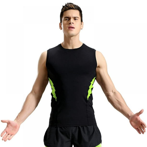 Mens Compression T Shirts Gym Workout Running Shorts Sleeve Tight Printed Tanks 